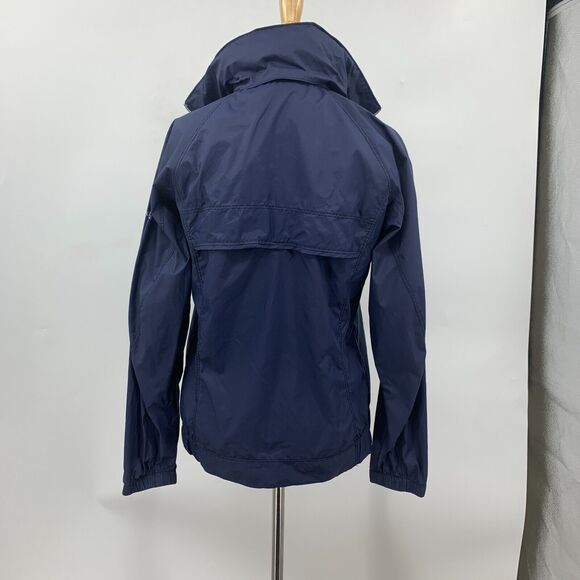 Columbia Hooded Rain Jacket Womens XS Extra Small Navy Vented Nylon Arcadia II - Picture 6 of 14